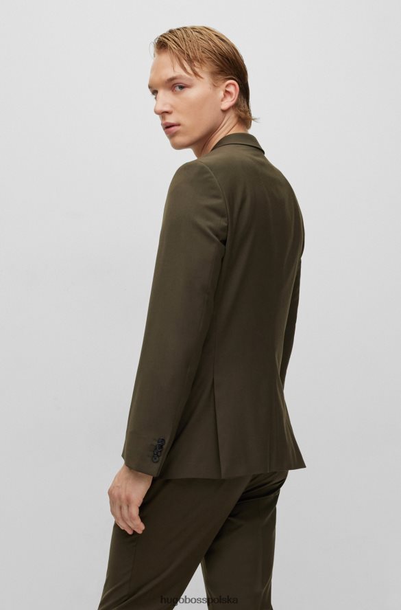 Hugo Boss dopasowany garnitur z tkaniny z domieszką wełny w kolorze ciemnozielonym hugo ciemnozielony R0X0H62876