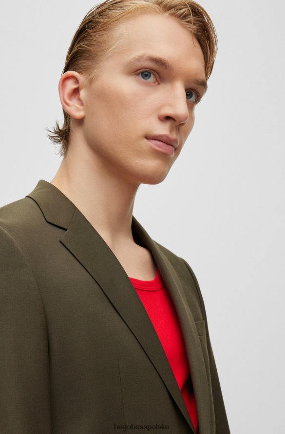Hugo Boss dopasowany garnitur z tkaniny z domieszką wełny w kolorze ciemnozielonym hugo ciemnozielony R0X0H62876