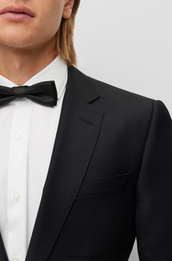 Hugo Boss hugo czarny garnitur o dopasowanym kroju z sergi z czystej wełny w mikrowzorzystość czarny R0X0H62617