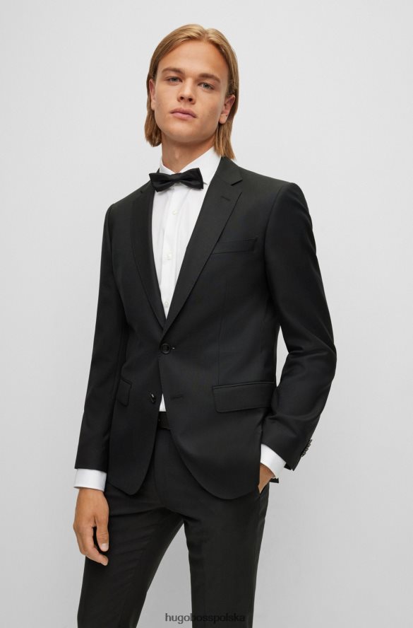 Hugo Boss hugo czarny garnitur o dopasowanym kroju z sergi z czystej wełny w mikrowzorzystość czarny R0X0H62617