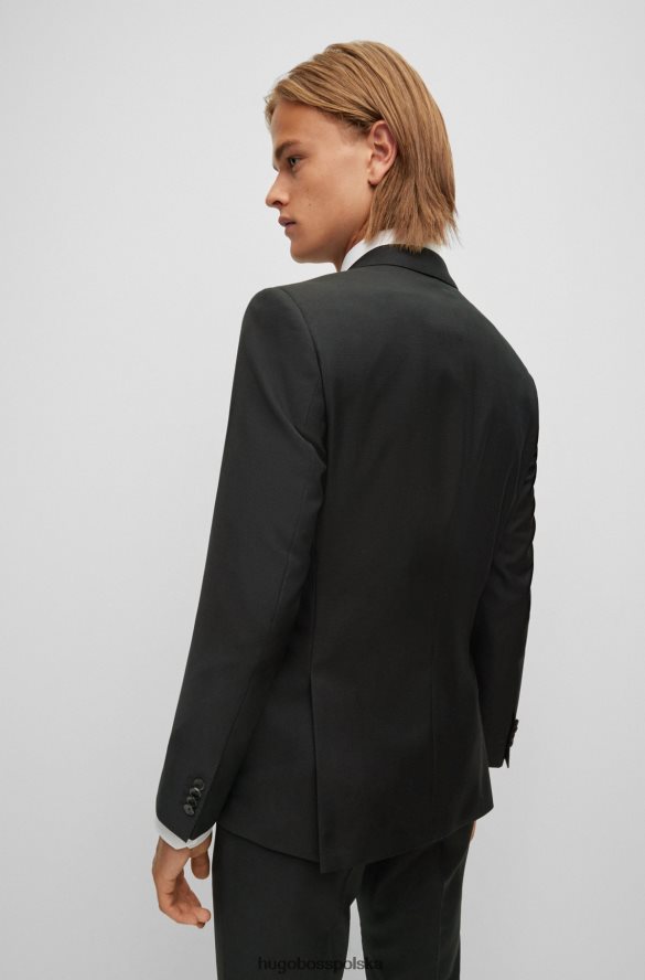 Hugo Boss hugo czarny garnitur o dopasowanym kroju z sergi z czystej wełny w mikrowzorzystość czarny R0X0H62617