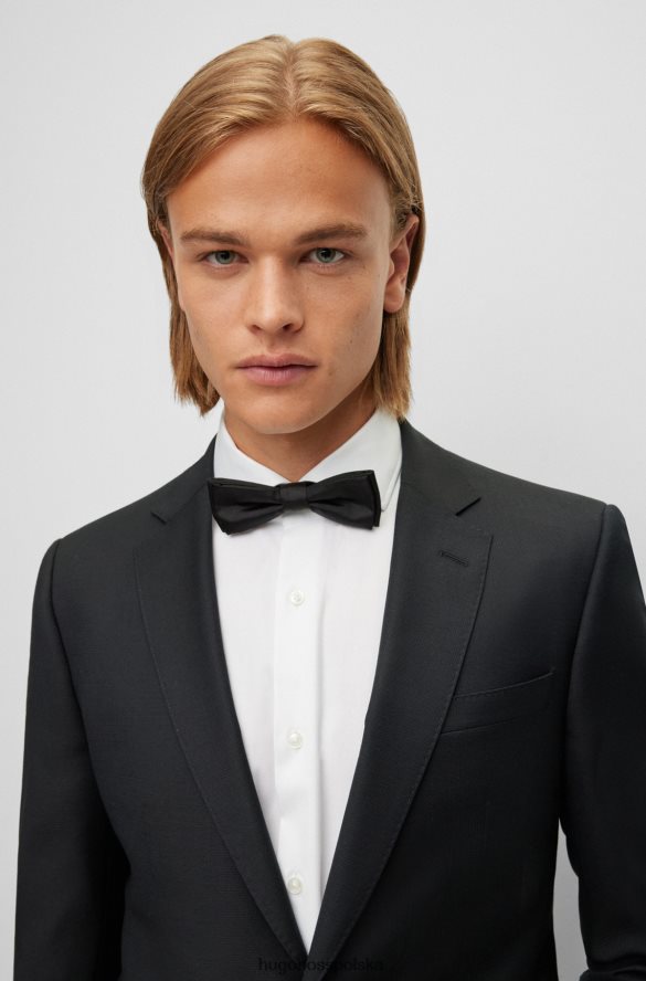 Hugo Boss hugo czarny garnitur o dopasowanym kroju z sergi z czystej wełny w mikrowzorzystość czarny R0X0H62617