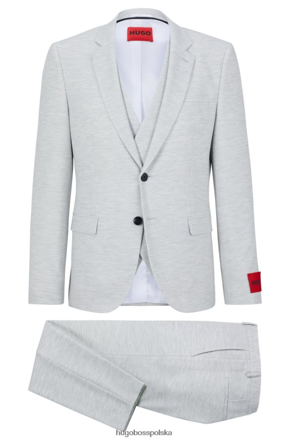 Hugo Boss hugo trzyczęściowy garnitur o wyjątkowo dopasowanym kroju z melanżowej jasnoszarej tkaniny jasnoszary R0X0H63682