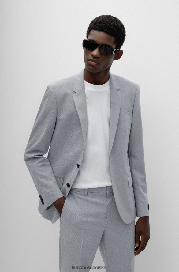 Hugo Boss jasnoniebieski garnitur hugo slim-fit z elastycznej tkaniny pepita jasny niebieski R0X0H61838
