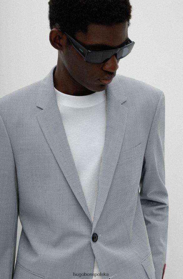 Hugo Boss jasnoniebieski garnitur hugo slim-fit z elastycznej tkaniny pepita jasny niebieski R0X0H61838