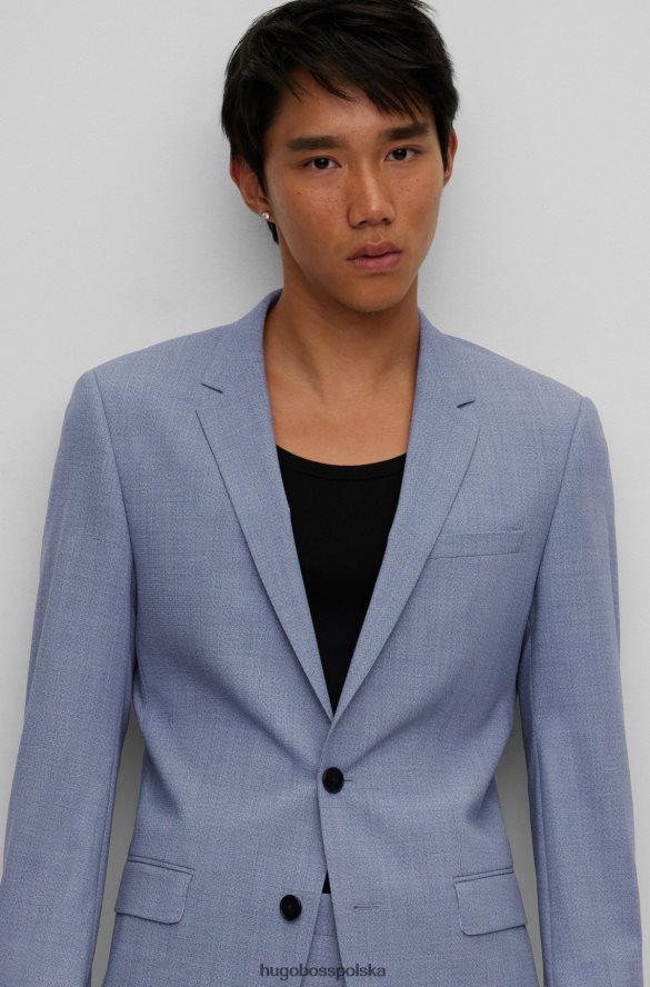 Hugo Boss niebieski garnitur o dopasowanym kroju z super elastycznej tkaniny hugo z domieszką wełny niebieski R0X0H63274