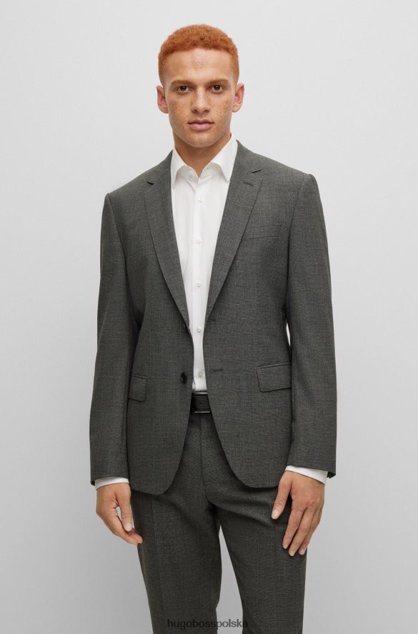 Hugo Boss szary garnitur Hugo o dopasowanym kroju, wykonany z bi-stretchowej tkaniny w mikrowzorzysty szary R0X0H61120