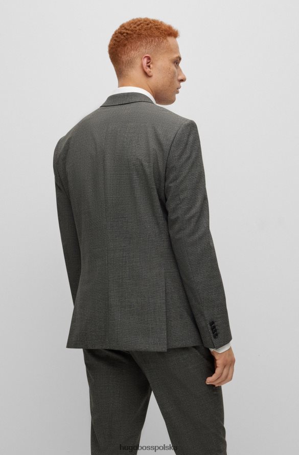 Hugo Boss szary garnitur Hugo o dopasowanym kroju, wykonany z bi-stretchowej tkaniny w mikrowzorzysty szary R0X0H61120