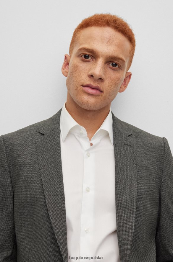 Hugo Boss szary garnitur Hugo o dopasowanym kroju, wykonany z bi-stretchowej tkaniny w mikrowzorzysty szary R0X0H61120