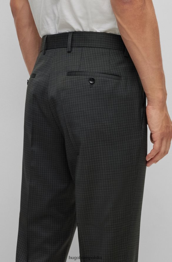 Hugo Boss trzyczęściowy garnitur o dopasowanym kroju z wzorzystej elastycznej wełny w kolorze czarnym hugo czarny R0X0H61853