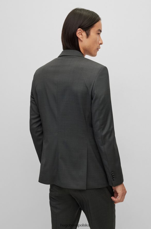 Hugo Boss trzyczęściowy garnitur o dopasowanym kroju z wzorzystej elastycznej wełny w kolorze czarnym hugo czarny R0X0H61853