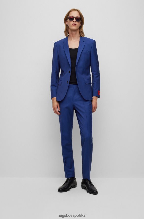 Hugo Boss wzorzysty garnitur o dopasowanym kroju z funkcjonalnej, elastycznej mieszanki wełny hugo w kolorze ciemnoniebieskim ciemny niebieski R0X0H61339