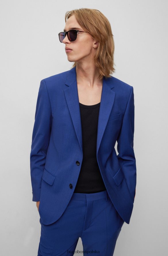 Hugo Boss wzorzysty garnitur o dopasowanym kroju z funkcjonalnej, elastycznej mieszanki wełny hugo w kolorze ciemnoniebieskim ciemny niebieski R0X0H61339
