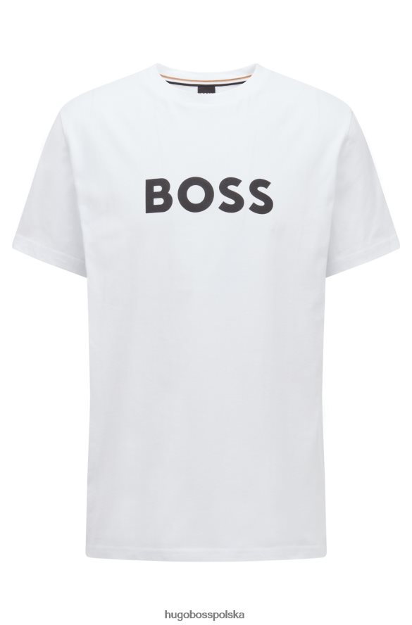 Hugo Boss Biała, bawełniana koszulka o luźnym kroju upf 50+ z logo hugo biały R0X0H61308