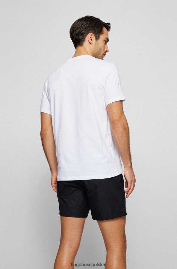 Hugo Boss Biała, bawełniana koszulka o luźnym kroju upf 50+ z logo hugo biały R0X0H61308