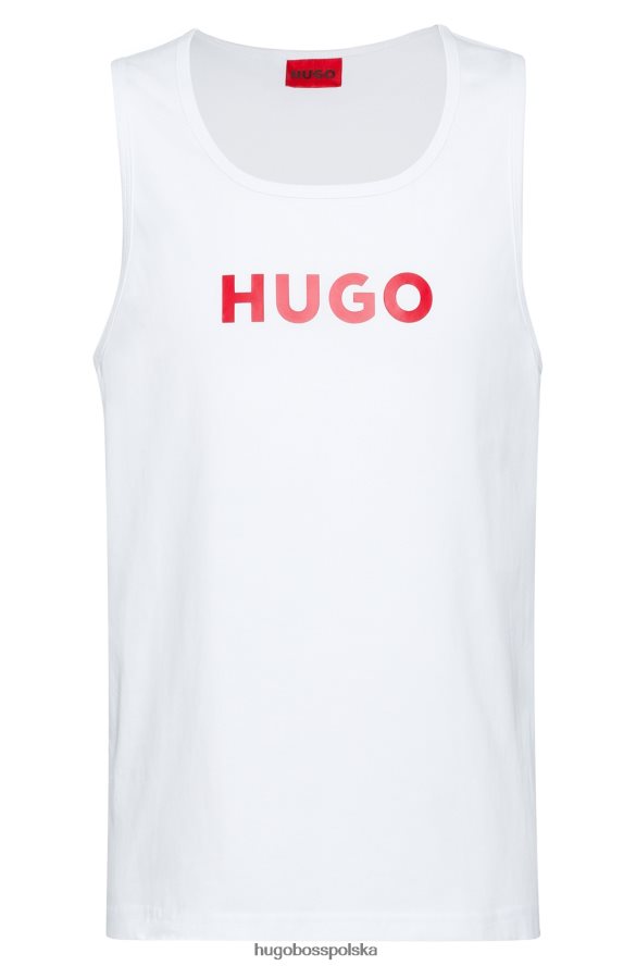 Hugo Boss Biały podkoszulek hugo z bawełnianego dżerseju z kontrastowym logo biały R0X0H64262