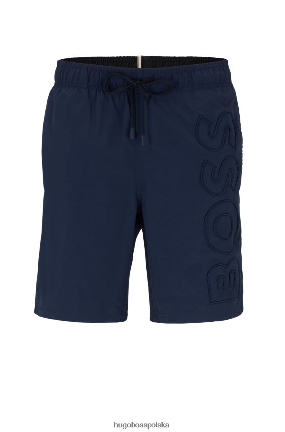 Hugo Boss Ciemnoniebieskie szorty kąpielowe hugo z materiału pochodzącego z recyklingu, z haftowanym logo ciemny niebieski R0X0H62955