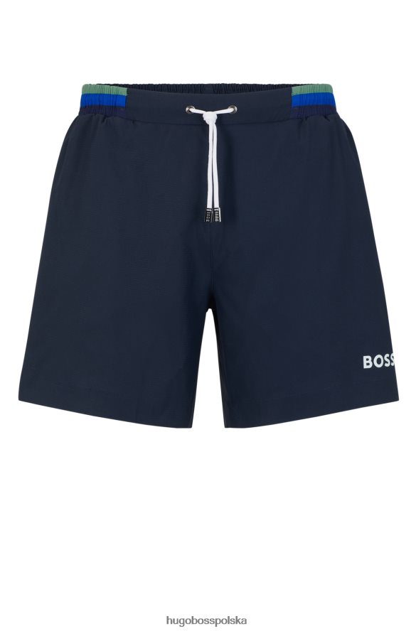 Hugo Boss Ciemnoniebieskie szorty kąpielowe hugo z tkaniny ripstop z kontrastowym logo ciemny niebieski R0X0H62607