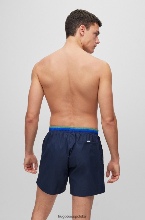 Hugo Boss Ciemnoniebieskie szorty kąpielowe hugo z tkaniny ripstop z kontrastowym logo ciemny niebieski R0X0H62607