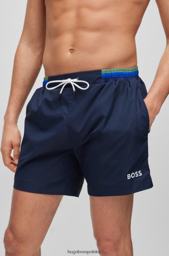 Hugo Boss Ciemnoniebieskie szorty kąpielowe hugo z tkaniny ripstop z kontrastowym logo ciemny niebieski R0X0H62607