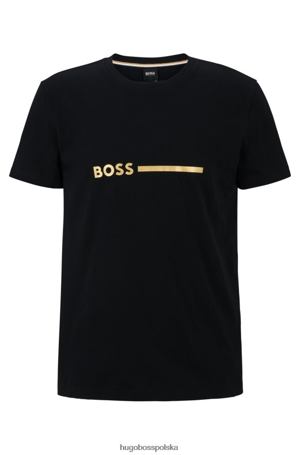 Hugo Boss Czarna koszulka Hugo o regularnym kroju z bawełny z ochroną UV czarny R0X0H63127