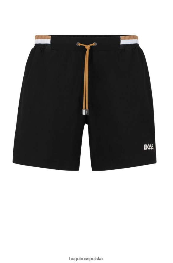 Hugo Boss Czarne szorty kąpielowe Hugo z tkaniny ripstop z kontrastowym logo czarny R0X0H62606