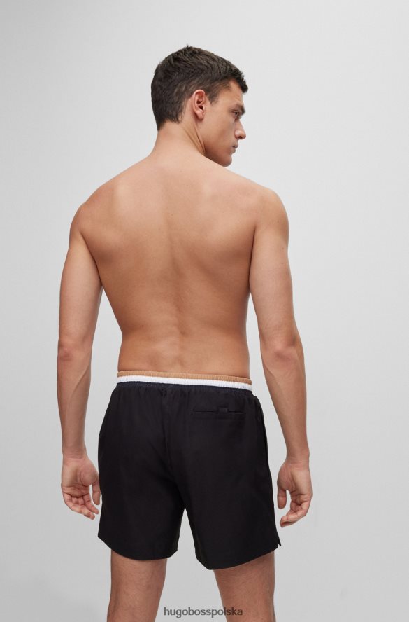 Hugo Boss Czarne szorty kąpielowe Hugo z tkaniny ripstop z kontrastowym logo czarny R0X0H62606