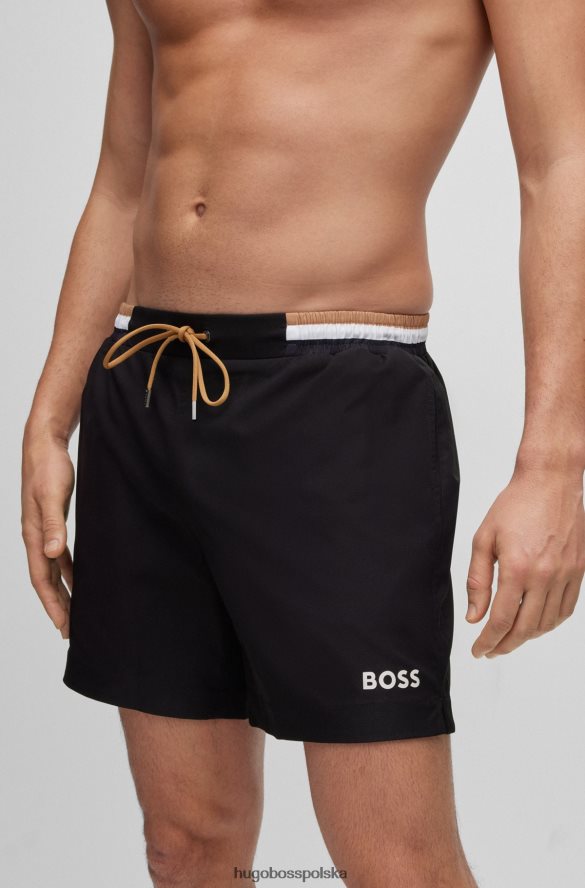 Hugo Boss Czarne szorty kąpielowe Hugo z tkaniny ripstop z kontrastowym logo czarny R0X0H62606