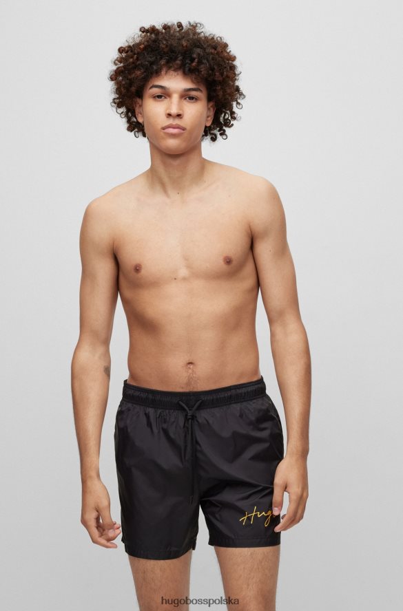 Hugo Boss Czarne szorty kąpielowe hugo z materiału pochodzącego z recyklingu z odręcznym logo czarny R0X0H63962
