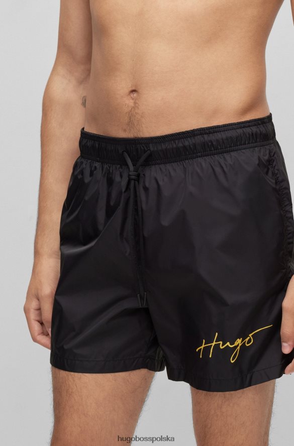 Hugo Boss Czarne szorty kąpielowe hugo z materiału pochodzącego z recyklingu z odręcznym logo czarny R0X0H63962