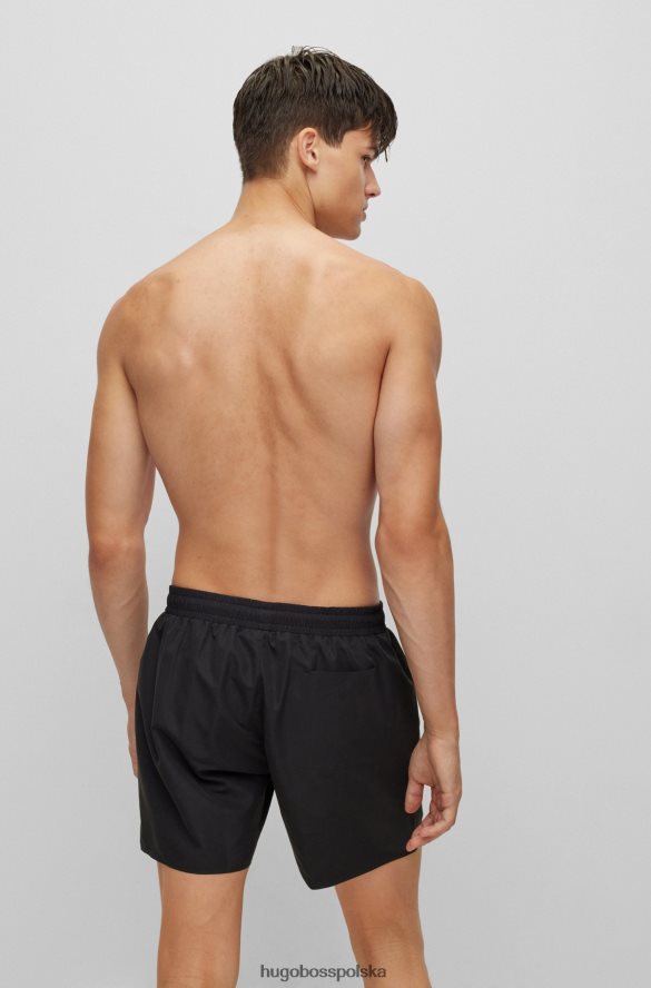 Hugo Boss Czarne szorty kąpielowe hugo z materiału pochodzącego z recyklingu, z paskiem i logo czarny R0X0H63258