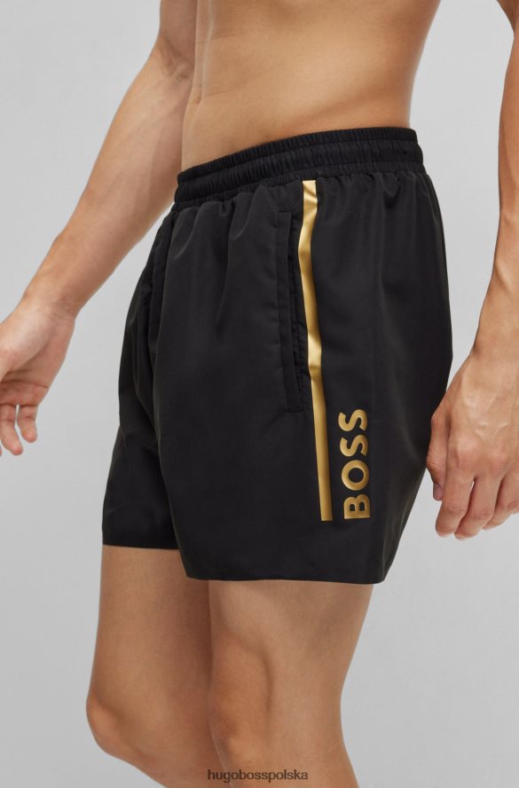 Hugo Boss Czarne szorty kąpielowe hugo z materiału pochodzącego z recyklingu, z paskiem i logo czarny R0X0H63258
