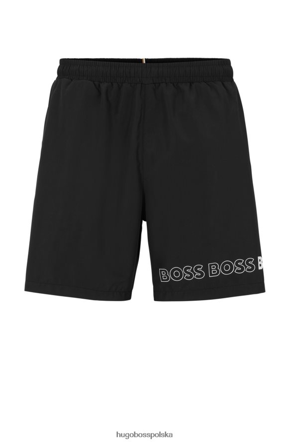 Hugo Boss Czarne szorty kąpielowe hugo z materiału pochodzącego z recyklingu z powtarzającymi się logo czarny R0X0H63708