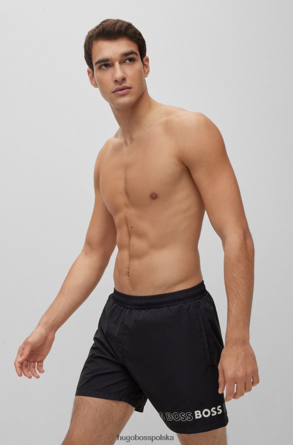 Hugo Boss Czarne szorty kąpielowe hugo z materiału pochodzącego z recyklingu z powtarzającymi się logo czarny R0X0H63708