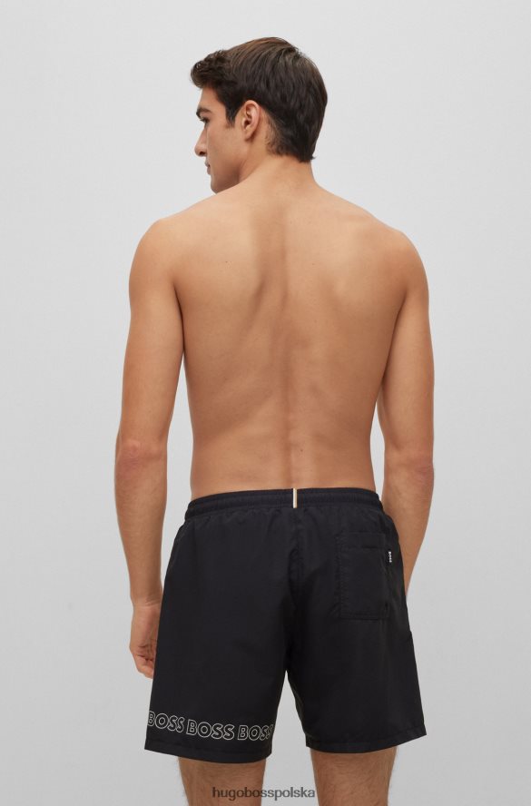 Hugo Boss Czarne szorty kąpielowe hugo z materiału pochodzącego z recyklingu z powtarzającymi się logo czarny R0X0H63708