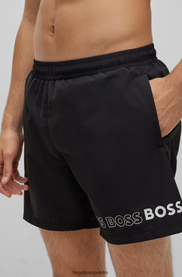 Hugo Boss Czarne szorty kąpielowe hugo z materiału pochodzącego z recyklingu z powtarzającymi się logo czarny R0X0H63708