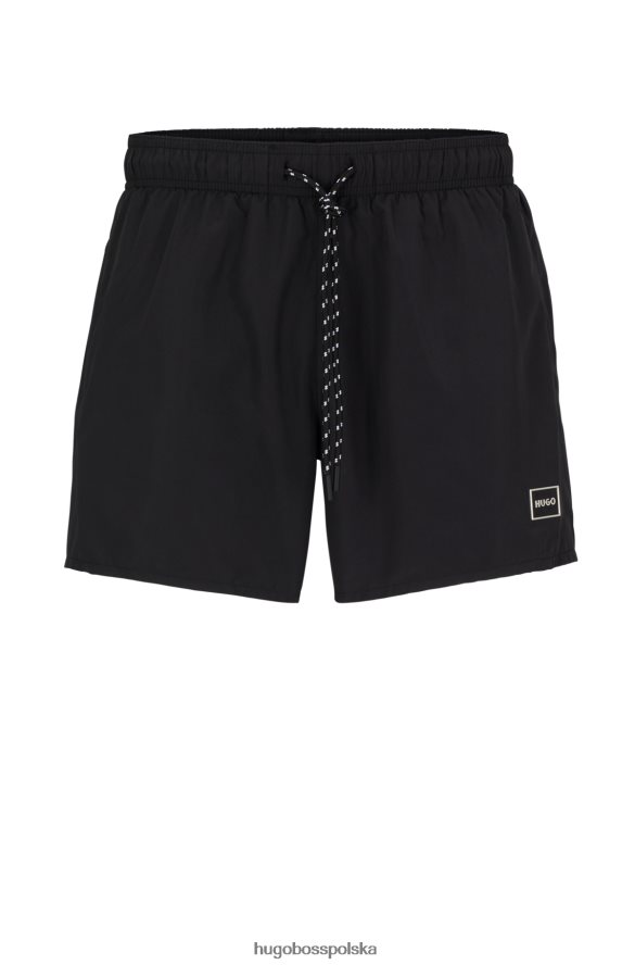 Hugo Boss Czarne szorty kąpielowe z logo w ramce, wykonane z szybkoschnącego materiału pochodzącego z recyklingu hugo czarny R0X0H63138