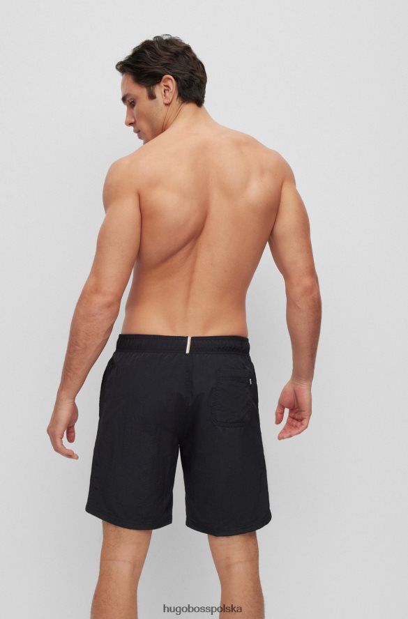 Hugo Boss Czarne szorty kąpielowe z materiału pochodzącego z recyklingu z haftowanym logo hugo czarny R0X0H62956