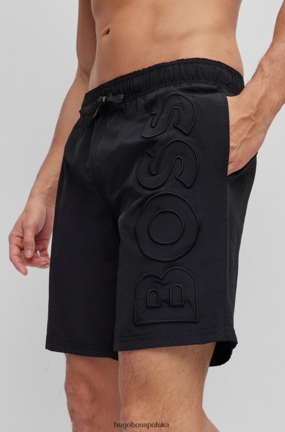 Hugo Boss Czarne szorty kąpielowe z materiału pochodzącego z recyklingu z haftowanym logo hugo czarny R0X0H62956