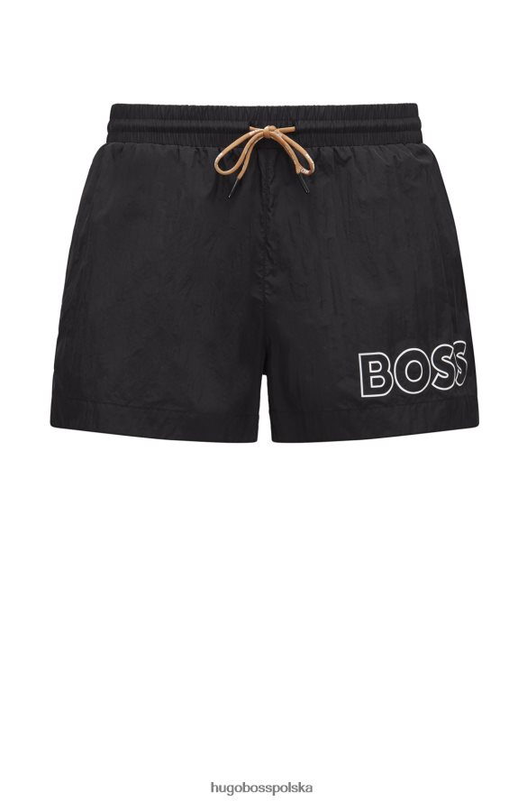 Hugo Boss Czarne, szybkoschnące szorty kąpielowe hugo z logo konturowym czarny R0X0H61221