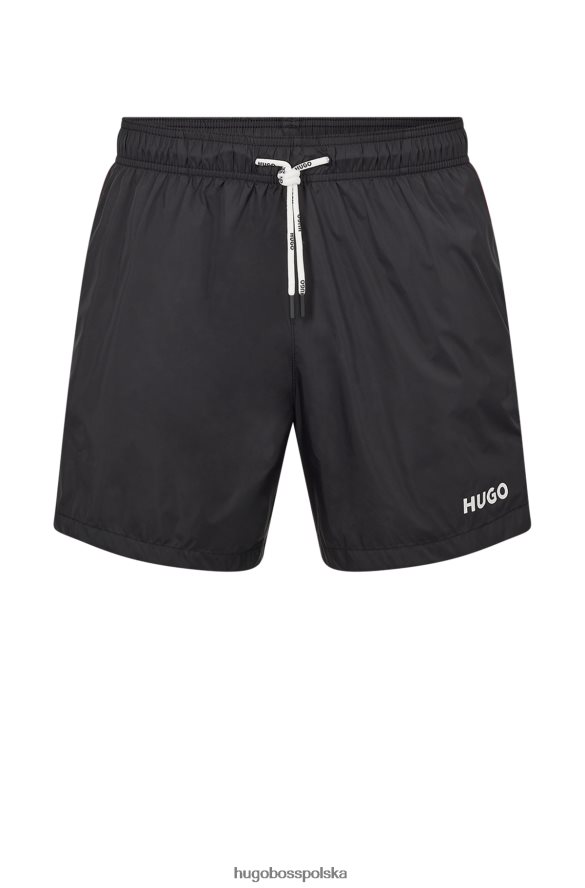 Hugo Boss Czarne, szybkoschnące szorty kąpielowe hugo z materiału pochodzącego z recyklingu, z logo czarny R0X0H62710