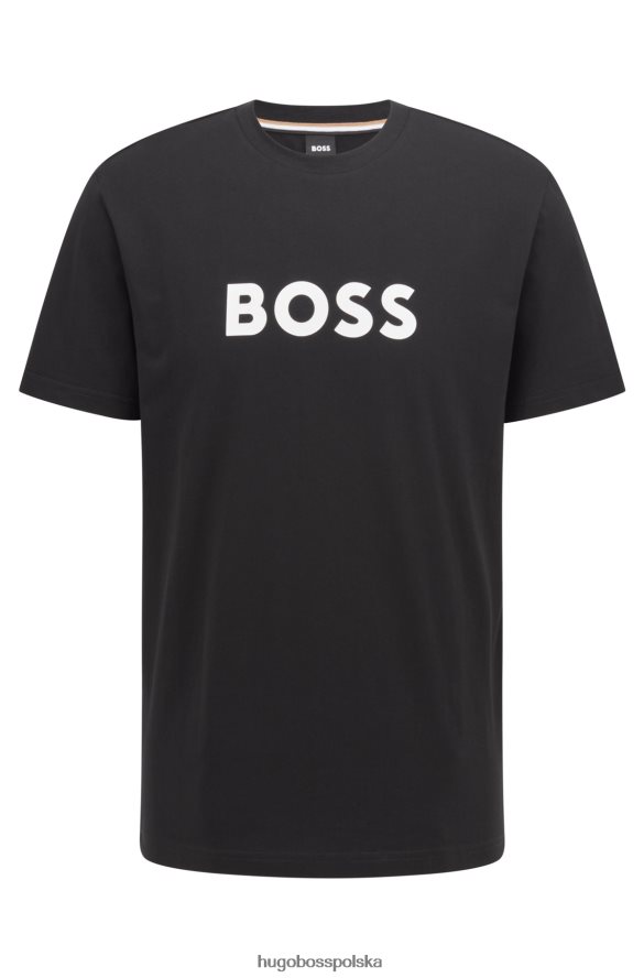 Hugo Boss Czarny, bawełniany t-shirt hugo o swobodnym kroju upf 50+ z logo czarny R0X0H61298