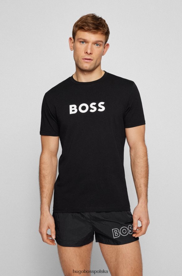 Hugo Boss Czarny, bawełniany t-shirt hugo o swobodnym kroju upf 50+ z logo czarny R0X0H61298