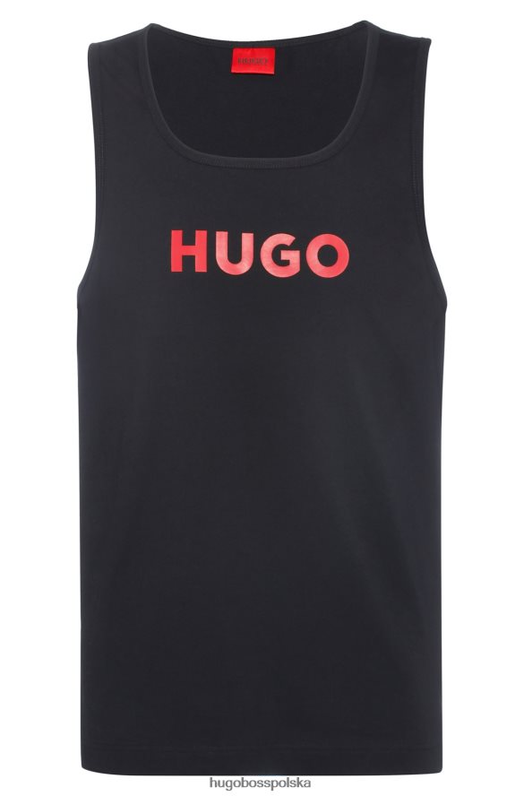 Hugo Boss Czarny podkoszulek hugo z bawełnianego jerseyu z kontrastowym logo czarny R0X0H64263