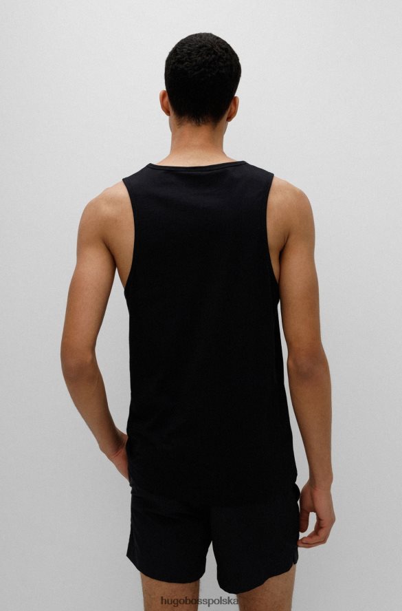 Hugo Boss Czarny podkoszulek hugo z bawełnianego jerseyu z kontrastowym logo czarny R0X0H64263