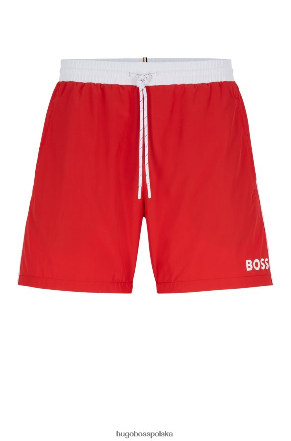 Hugo Boss Czerwone szorty kąpielowe hugo z kontrastowym logo, z materiału pochodzącego z recyklingu czerwony R0X0H61074