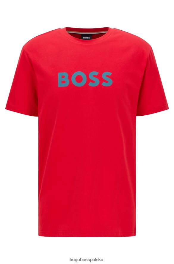 Hugo Boss Czerwony, bawełniany t-shirt o luźnym kroju upf 50+ z logo hugo czerwony R0X0H61302