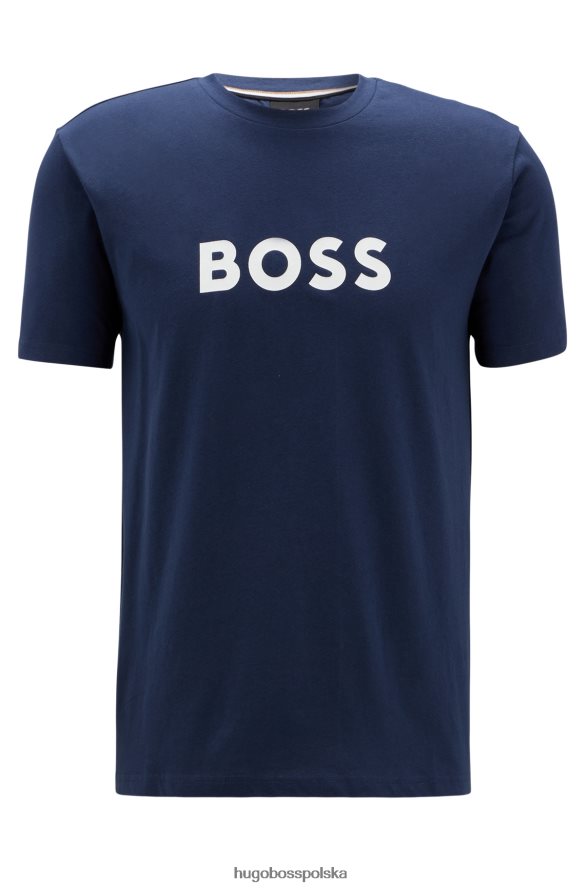 Hugo Boss Hugo Ciemnoniebieska koszulka o swobodnym kroju upf 50+ z bawełny z logo ciemny niebieski R0X0H61305