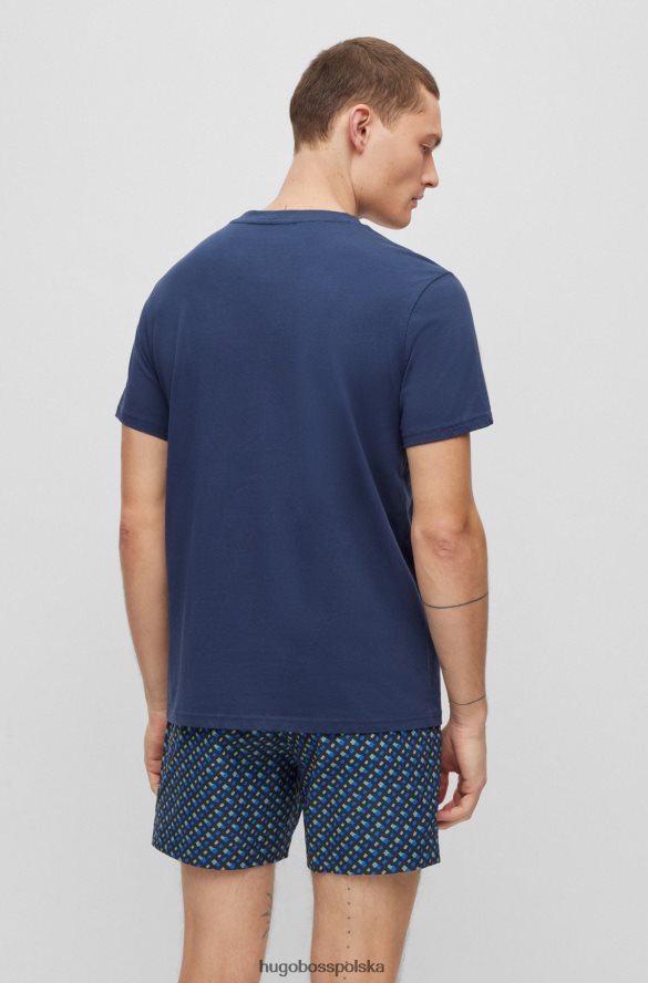 Hugo Boss Hugo Ciemnoniebieska koszulka o swobodnym kroju upf 50+ z bawełny z logo ciemny niebieski R0X0H61305