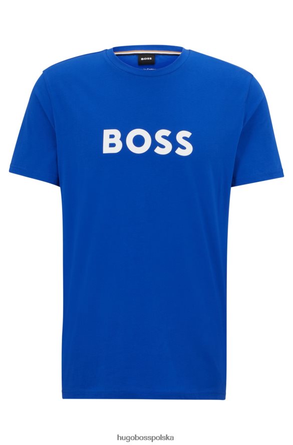 Hugo Boss Hugo T-shirt o swobodnym kroju z bawełny organicznej z kontrastowym logo w kolorze niebieskim niebieski R0X0H63885